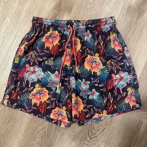 Retro Rifle Hawaiian Drip Men's Swim Shorts Size Large 5" Inseam